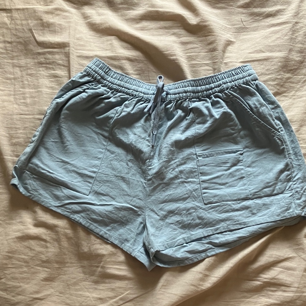 RVCA Women's Light Blue Elastic Waist Athletic Shorts